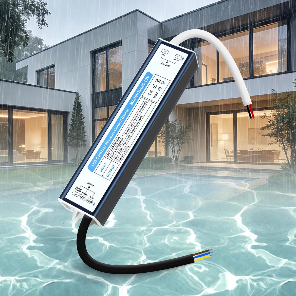 12V 100W Power Supply LED Transformer Waterproof IP67 230V To 12V 8.3A Slim Constant Voltage LEDs Driver Power Supply - ShopVlot