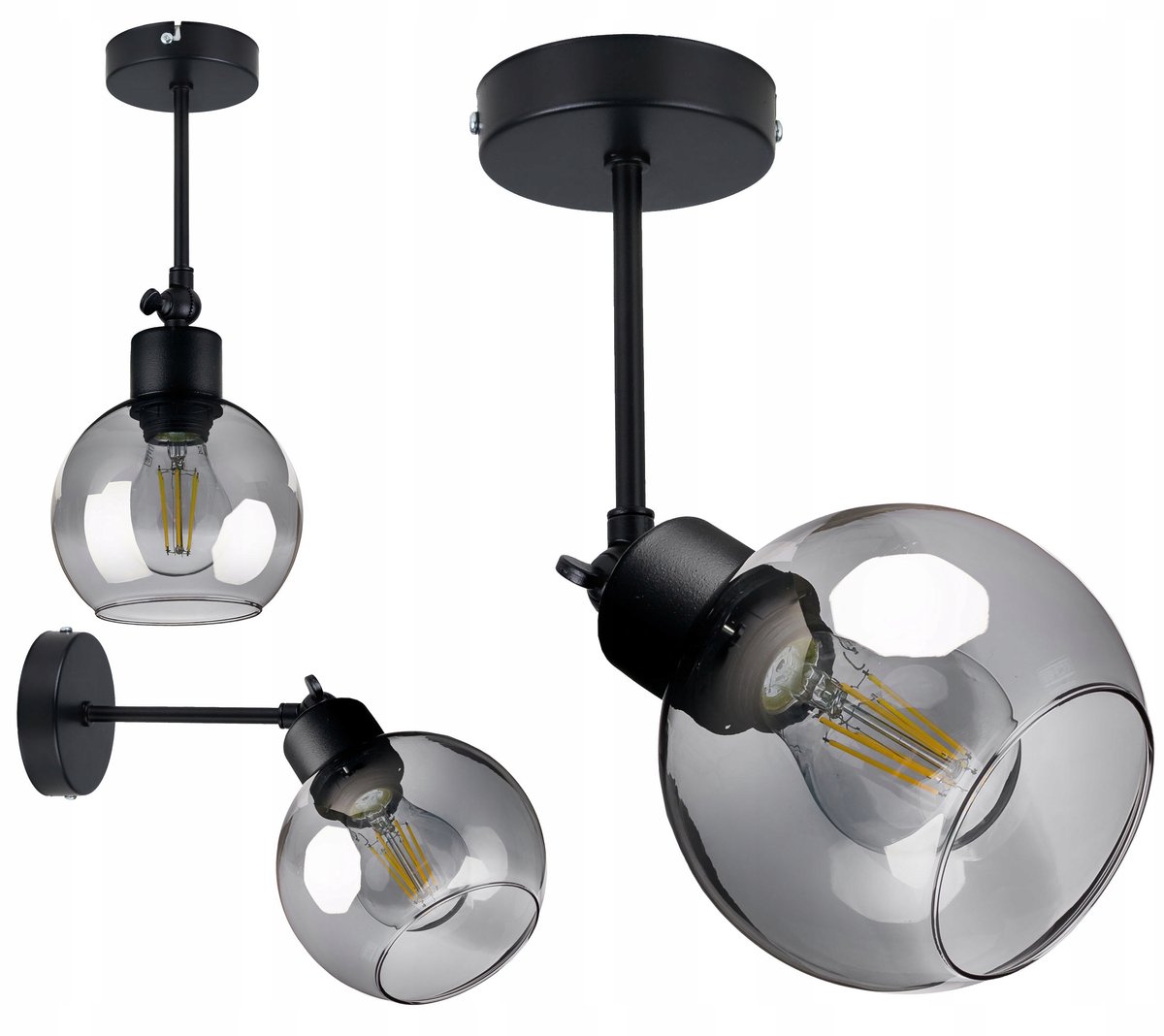 Glazen Wandlamp/Hanglamp met Draaibare Kap - E27