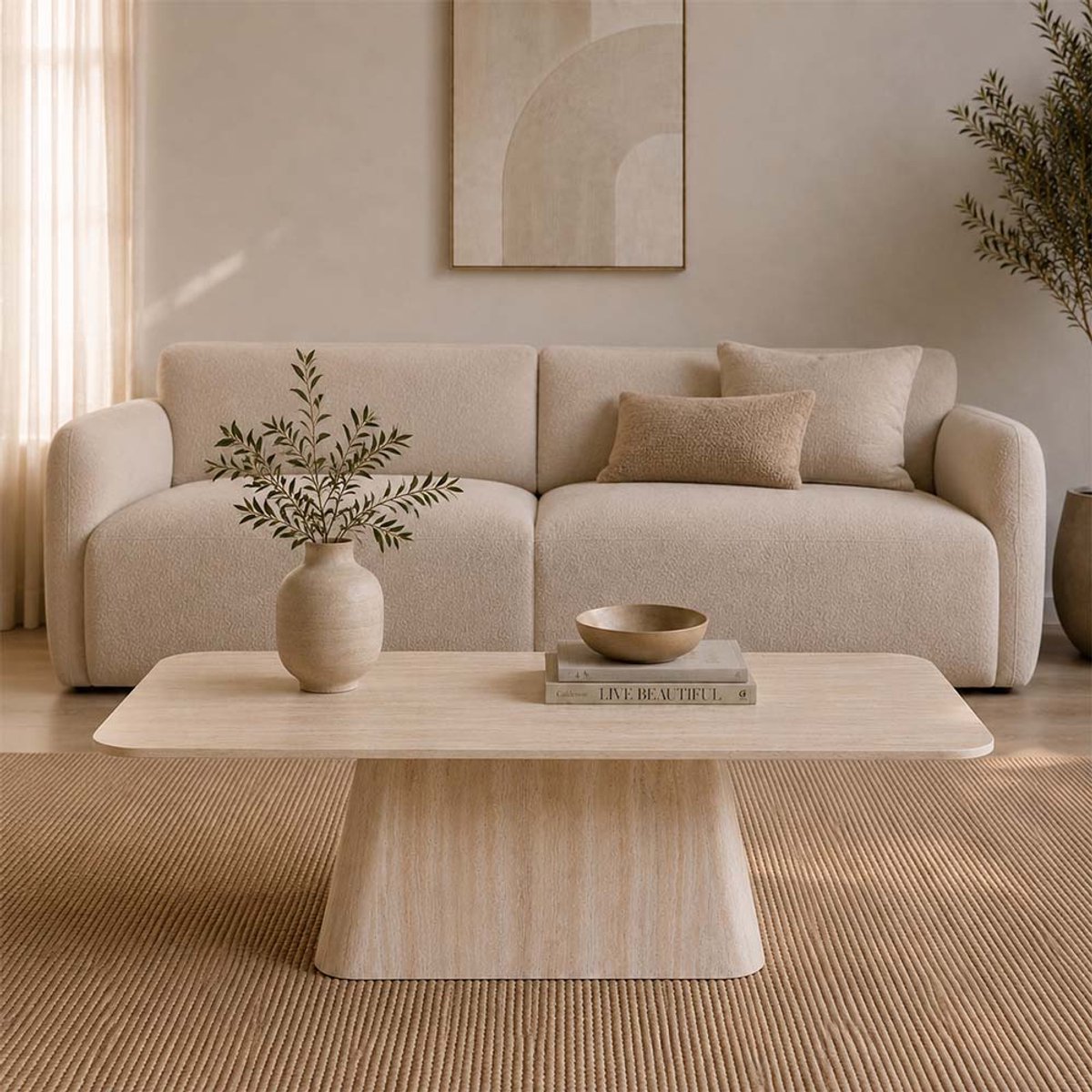 Milton & Oldbrook Salontafel 130 cm Fermo Travertinlook Beige