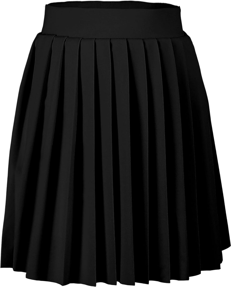 Girls' Pleated Skirt with Inner Bottoms, Mini Skirt Skorts with 2 Side Pockets, School Uniform Skort for Girls, Black - ShopVlot