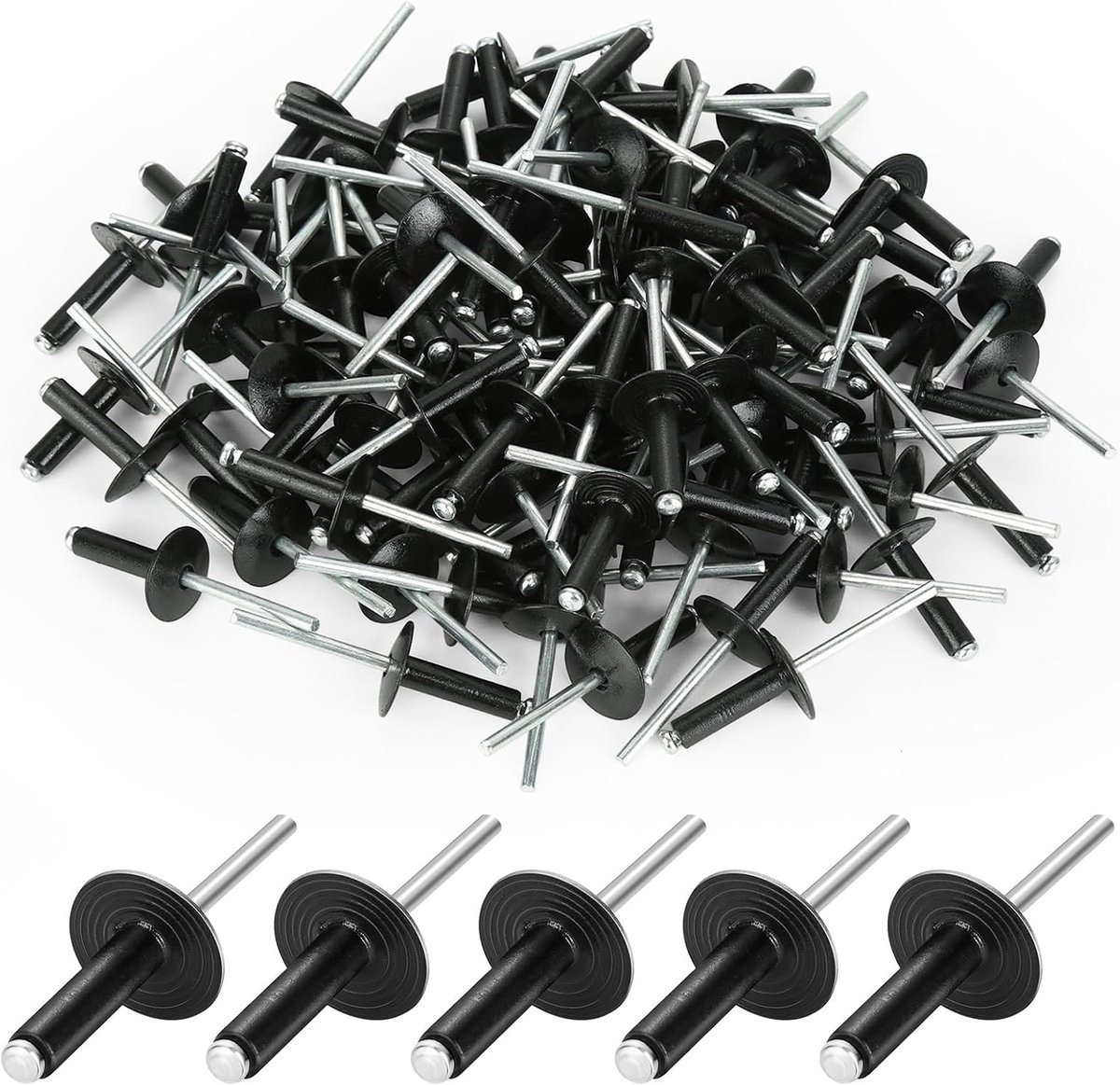 Blindklinknagels 4.8x20mm - Aluminium met grote kop - Flenspopnagels - Geschikt voor voertuigen en meubels - ShopVlot
