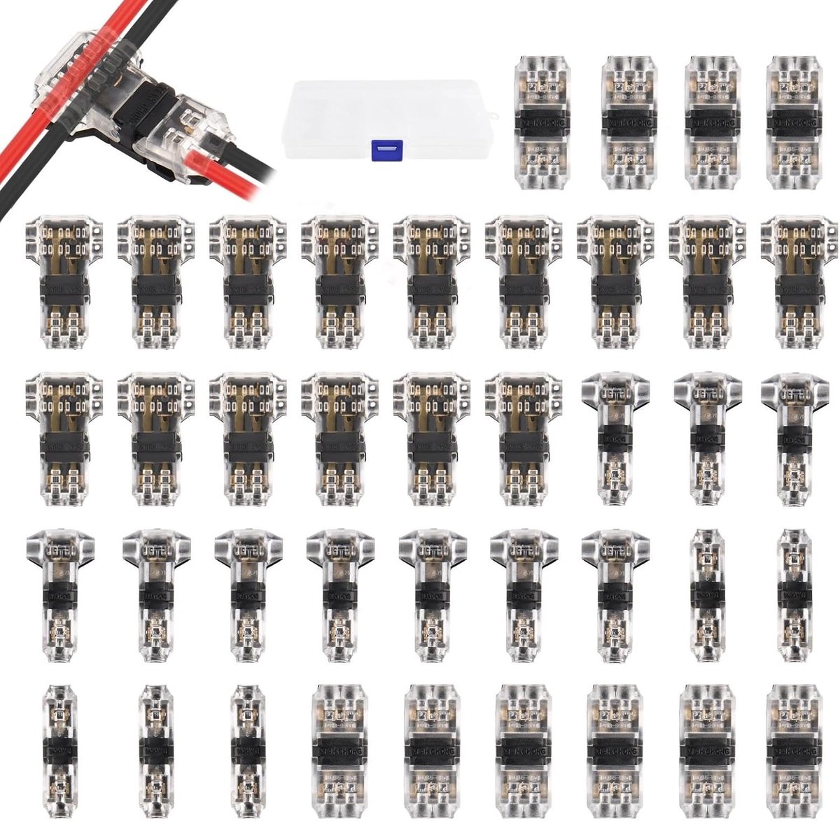 40 stuks draadtapconnectorenset voor 18-24 AWG, laagspanningsdraadconnectoren, T Type 1-pin, T Type 2-pins, I Type - ShopVlot