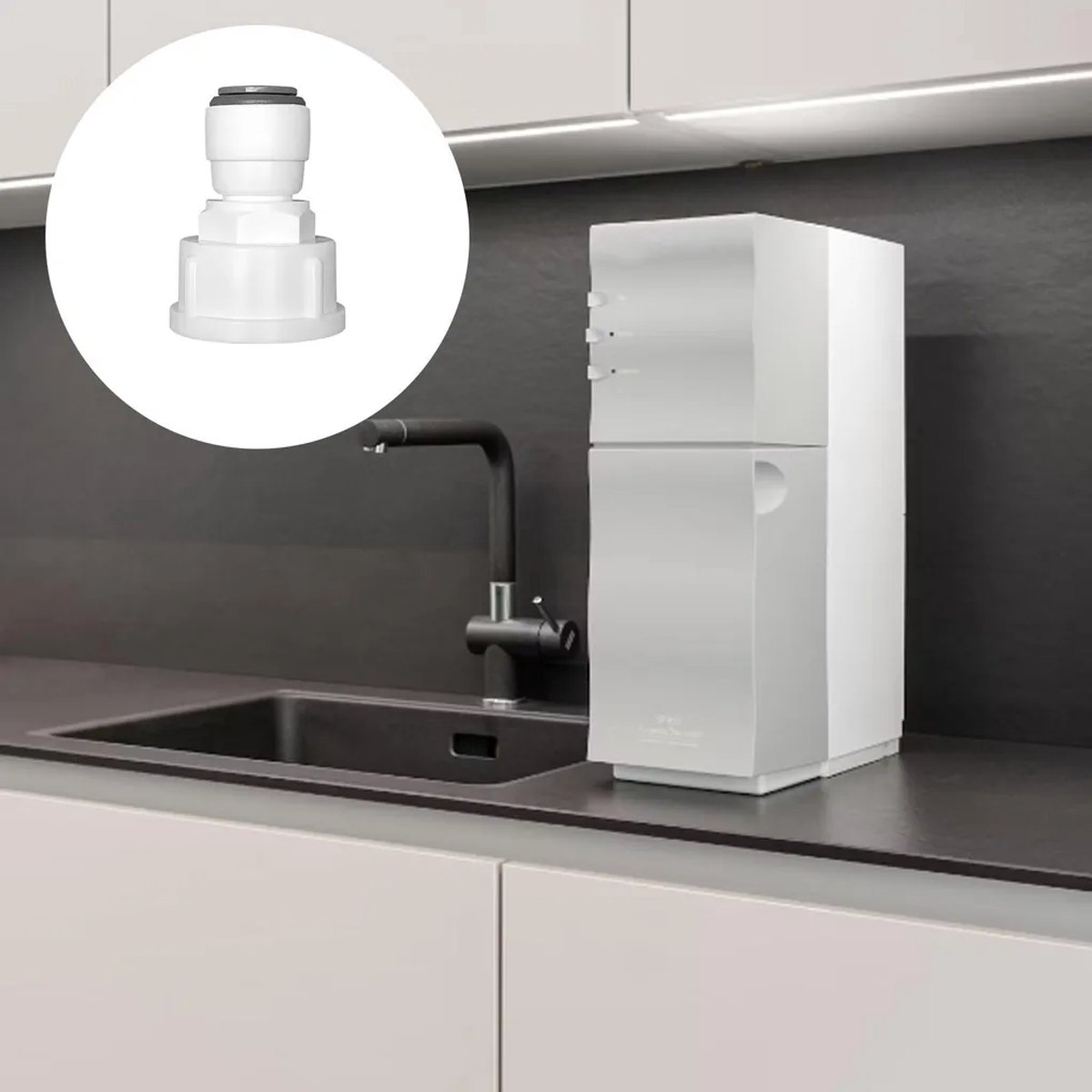 Snelkoppeling waterfilteradapter, 1 stuk, Geschikt voor waterfilters, afgedichte aansluiting, Geschikt voor waterzuiveraars, omgekeerde osmose waterzuiveraars, waterleidingen, waterdispensers en koelkasten.