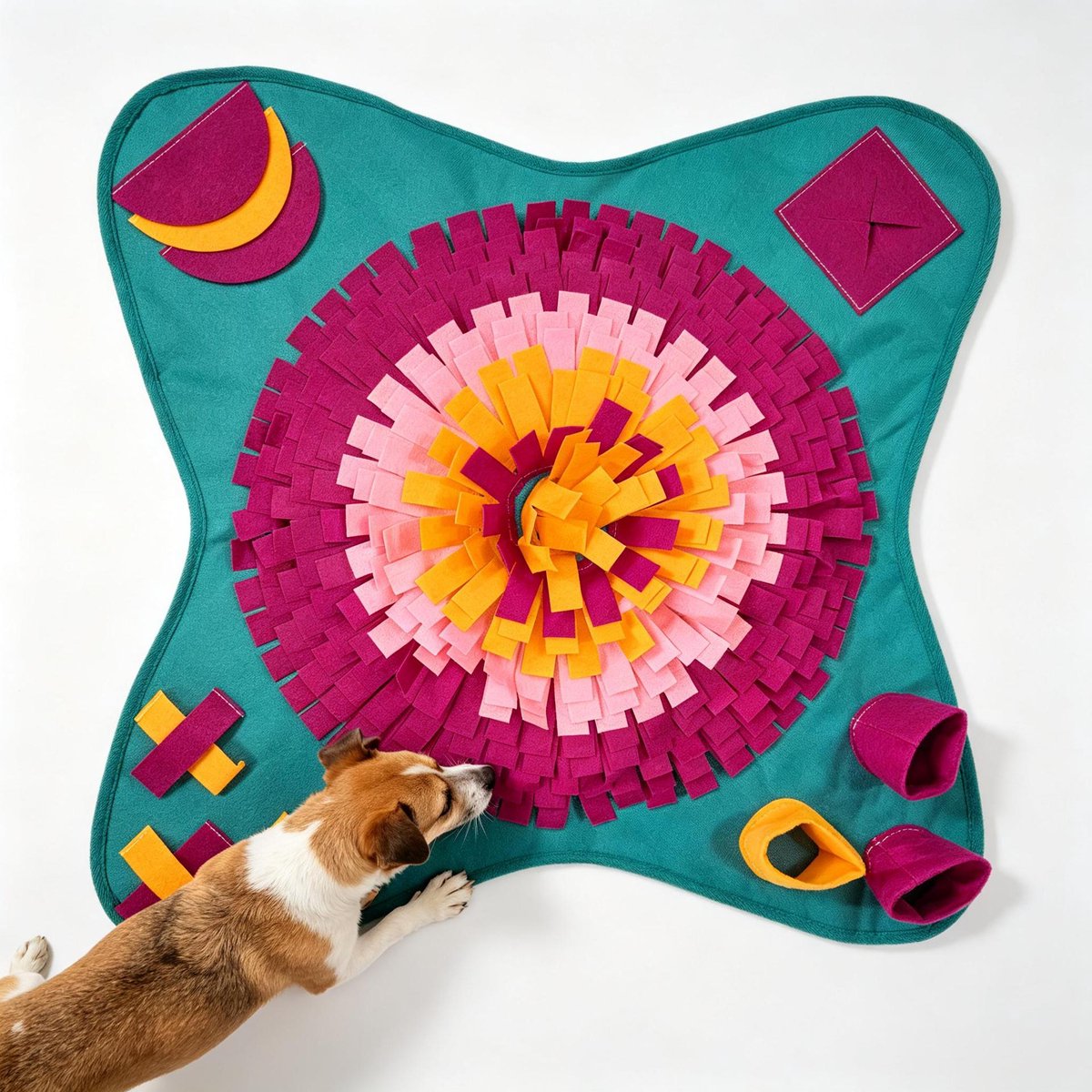 Snuffelmat voor huisdieren, speelmat voor huisdieren, slowfoodmat voor huisdieren, speelgoed voor huisdieren, training voor huisdieren, honden en katten, kleur，U-model 73 * 73cm