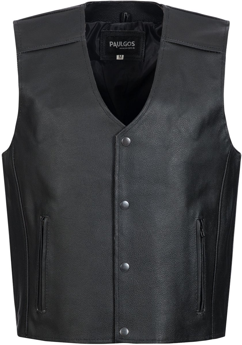 PAULGOS Leren Vest – Biker-model, Clubvest, Chopper-vest – 100% Echt Leer – BW3