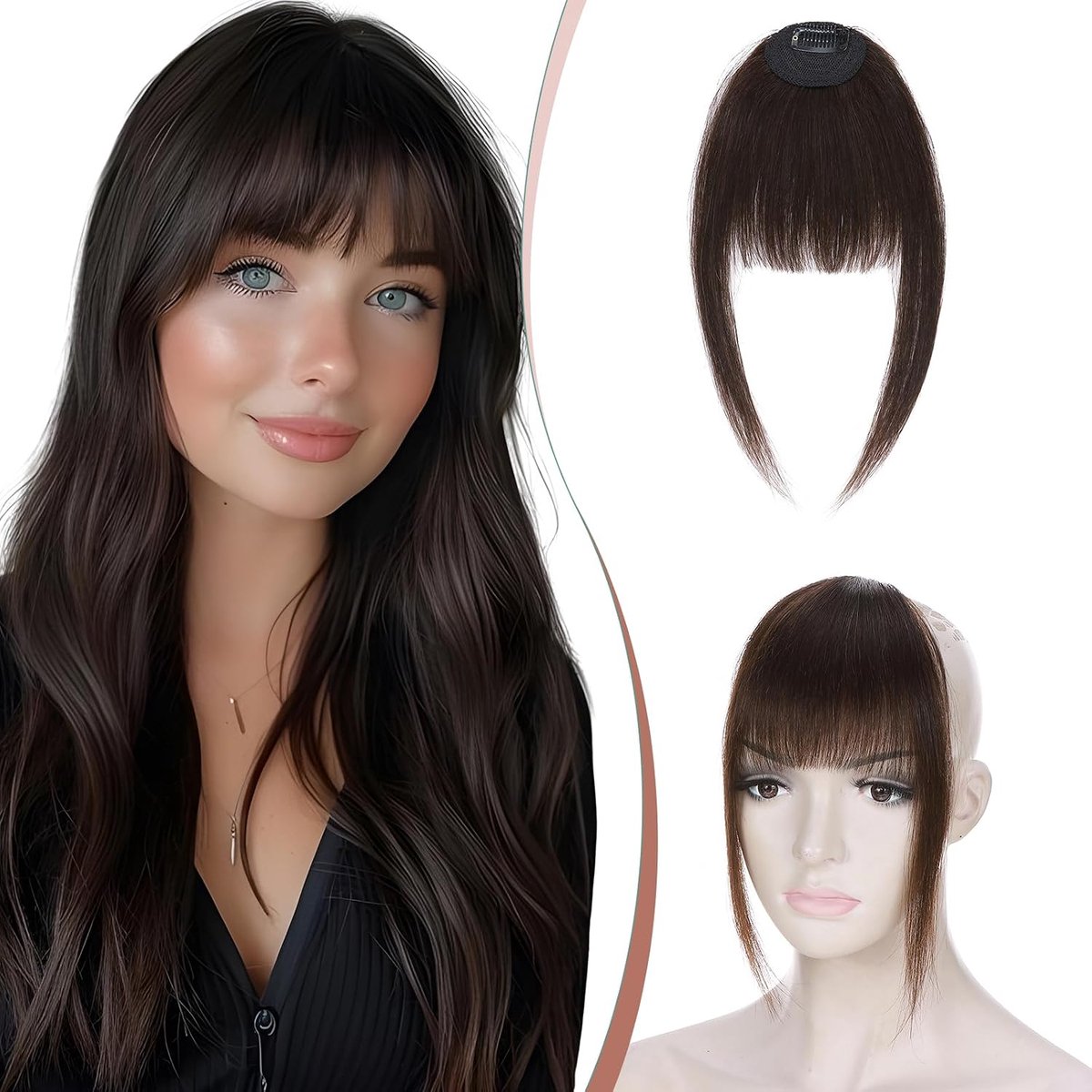 Elailite Clip In Bangs Real Hair Blonde Hairpiece Fringe Human Hair Extensions Natural With Temple Hairpieces Hair - ShopVlot