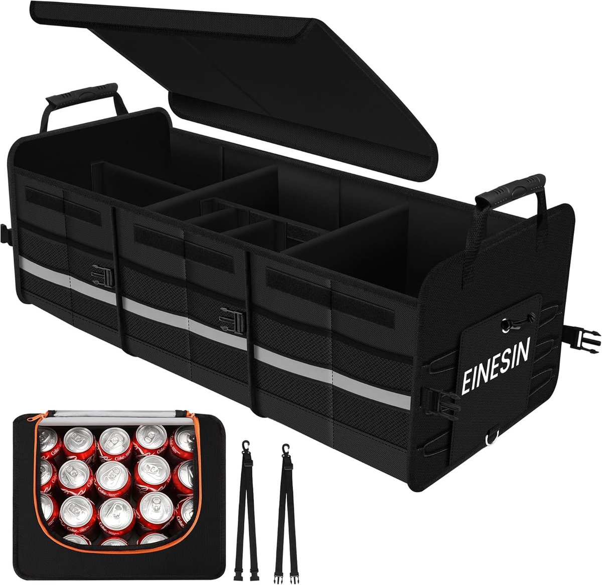 Autotassen Organizer Extra Groot - 88 Liter met 22 Liter Koeltas - 7 Compartimenten - Ideaal voor Auto-opslag