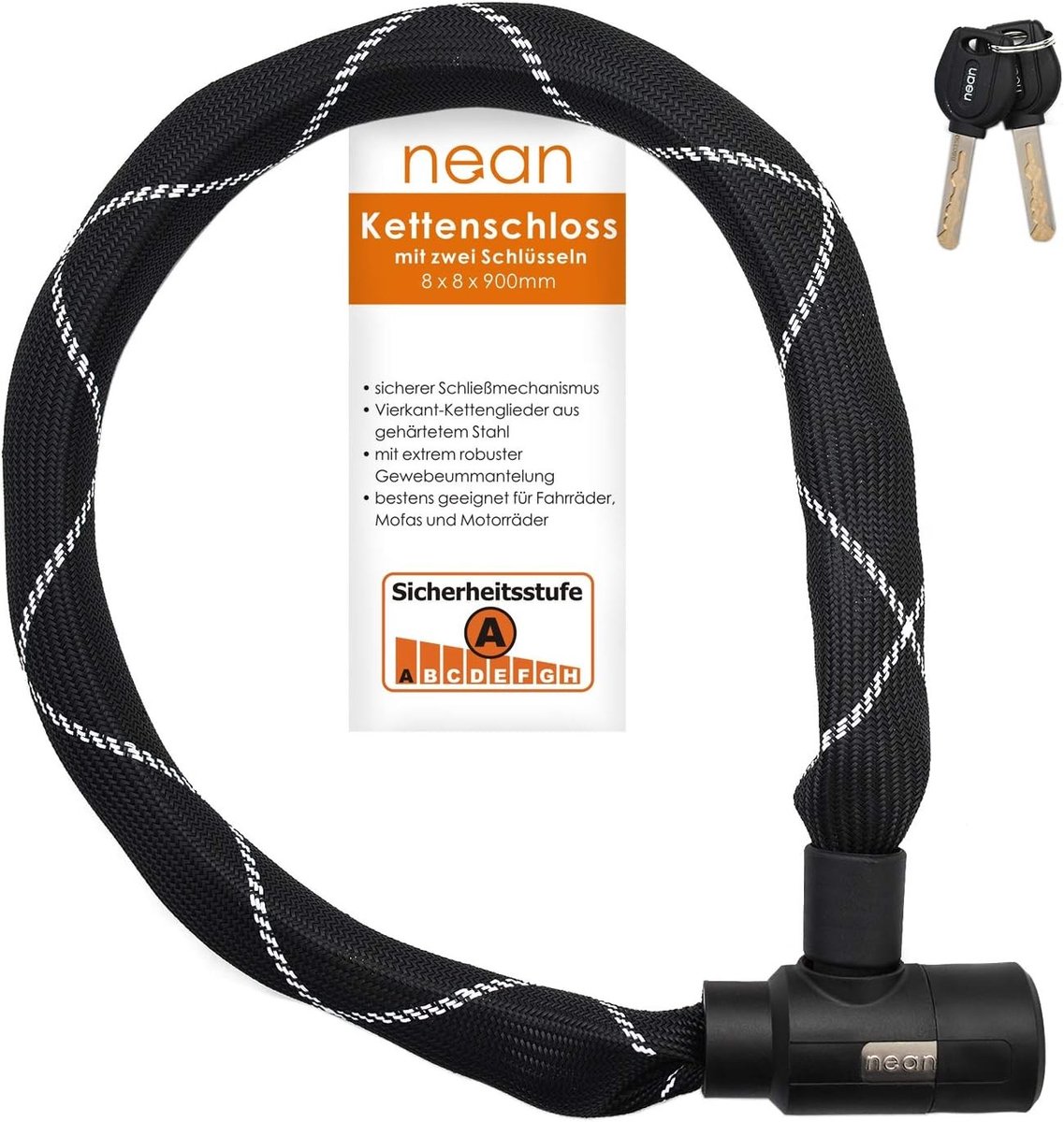 Fietsslot Kind - Zwart - 8 x 8 x 900 mm - Hoogwaardige Beveiliging - Voor Fietsen en Scooters