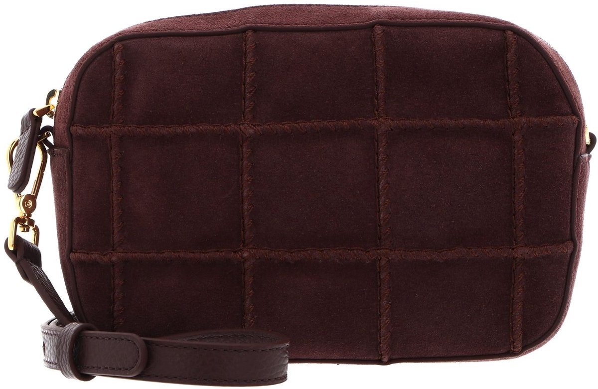 COCCINELLE Leren schoudertas Tebe Check Embroidery Crossbody Bag Berry / Berry donkerpaars
