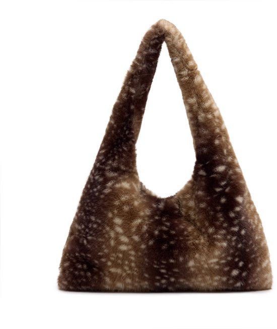 Manfield Bruine Bambi Schoudertas Met Drukknoop - Maat Onesize