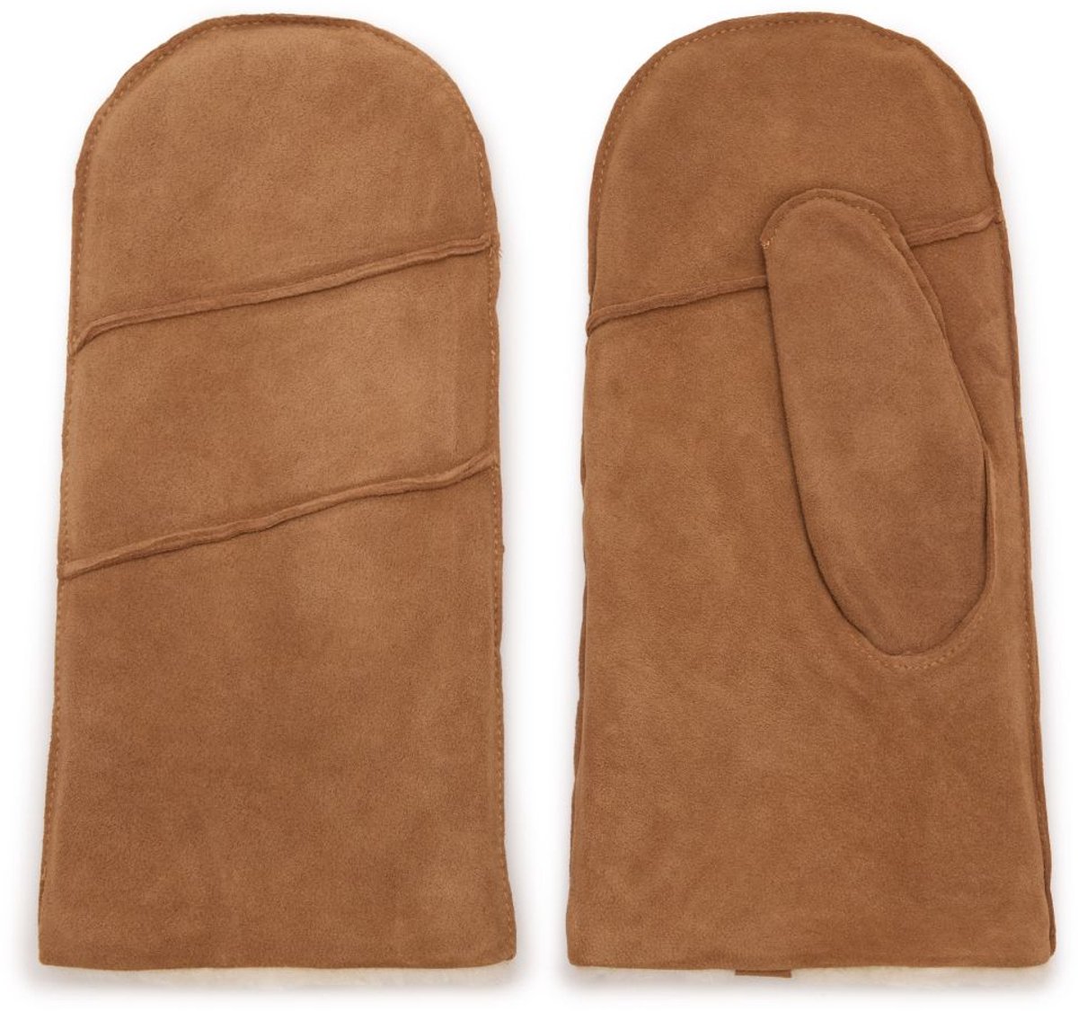 Manfield - Dames - Cognac suède wanten - Maat L