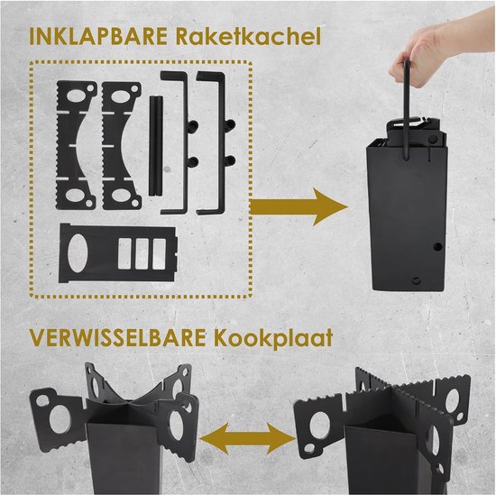 Vouwbare Rocket Stove - grote brandstofkamer - ideaal voor buitenkoken - StarBlue — afbeelding 2