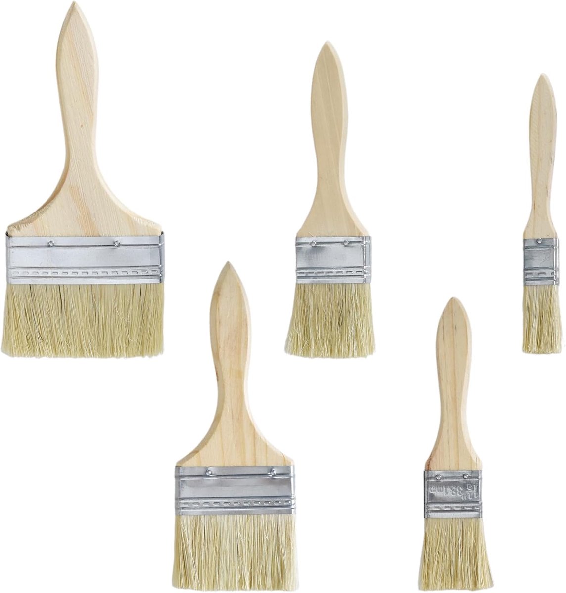 Penseelset met 5 delen, gepolijste penselen voor muren, plafonds, hout, lijm, kwast, houtschilderen, platte kwast - ShopVlot