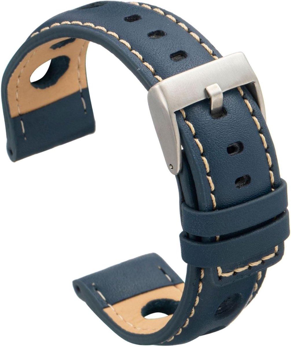 Watch strap Rally of Racing smooth cowhide leather, perforated, 20 mm, 22 mm, 24 mm, ref. P355 - ShopVlot