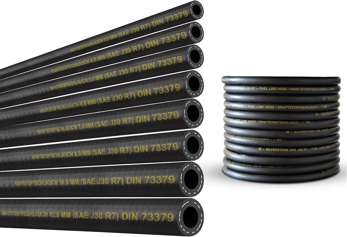 (7mm) 2m Fuel Hose Oil Hose Fuel Hose Diesel Hose Fuel Line for Petrol Fuel Diesel (SAE J30 R7) DIN 73379 (Inner - ShopVlot