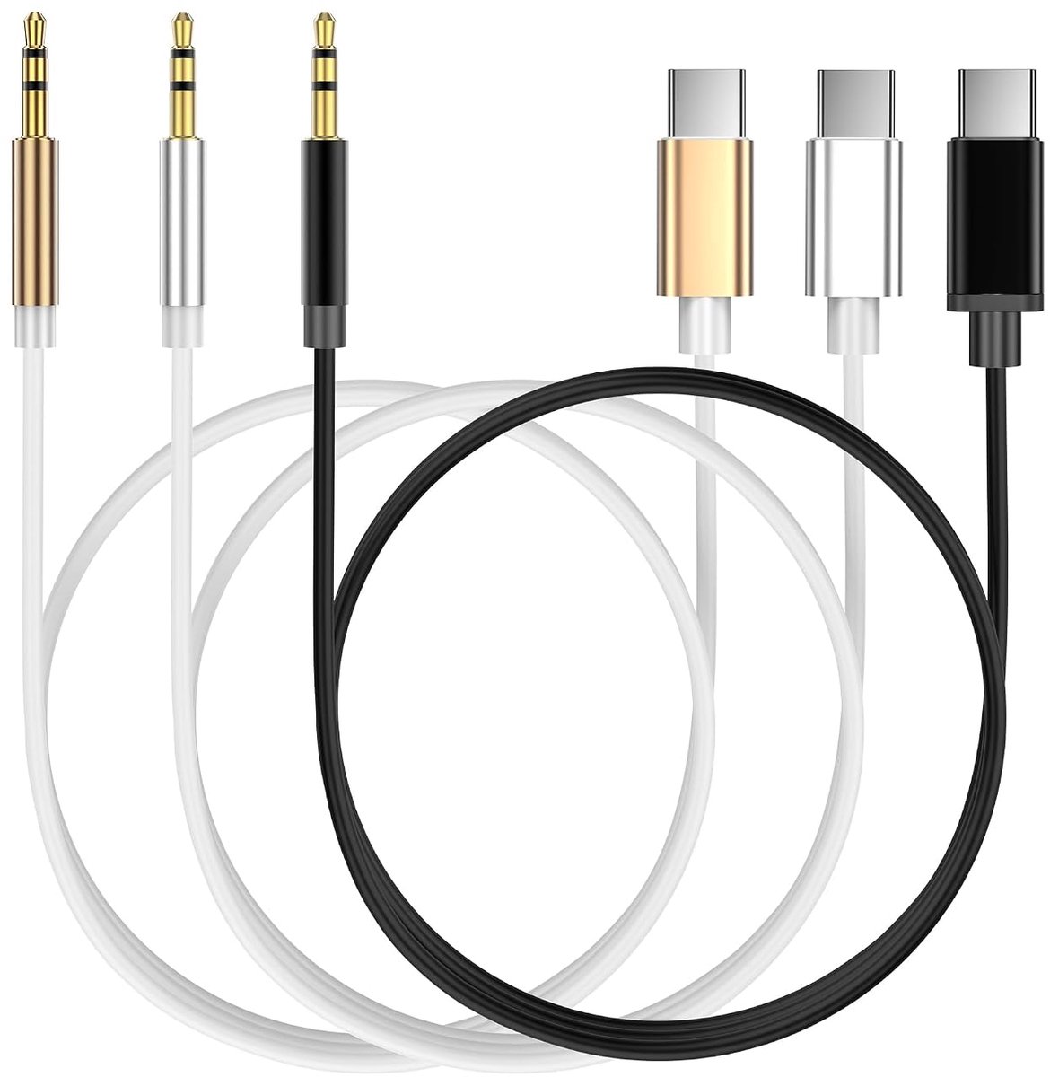 YACSEJAO 3 stuks USB C naar 3,5 mm jack audiokabel 1 m - ShopVlot