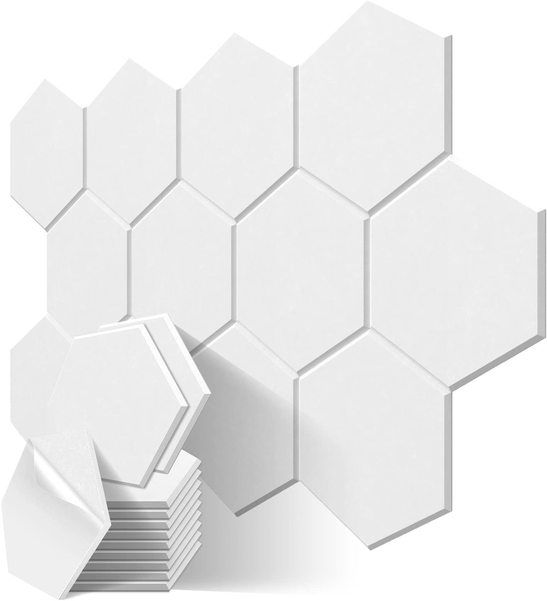JBER 12 Pack zeshoek akoestische panelen, Sound Proof schuim zelfklevend, 30 X 26 X 1cm hoge dichtheid akoestische - ShopVlot