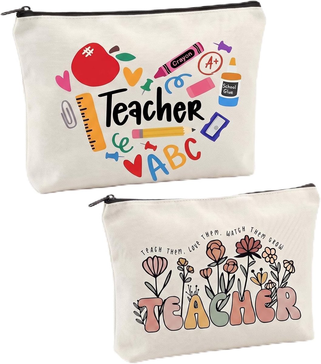 2 stuks lerarentas, cadeau voor het einde van het jaar, make-uptassen voor dames, voor leraren, kleuterschool en - ShopVlot