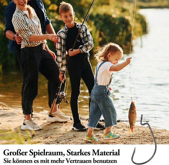Set van 55 Vis haken, Offset Worm Jig Haken in 5 Groottes — afbeelding 3