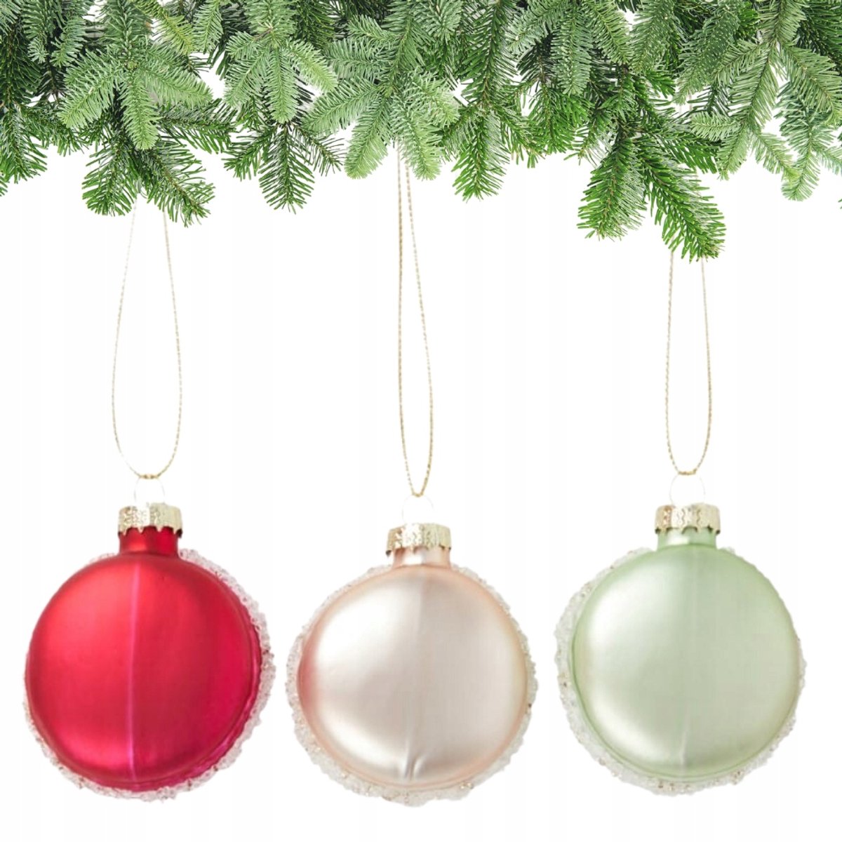 3x Glazen Kerstballen Macarons - Sfeervolle Decoratie