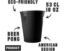 Zwarte Bekers - Zwart - 1 Unité - Herbruikbare Plastic Bekers voor Bier Pong - Voor Feestjes