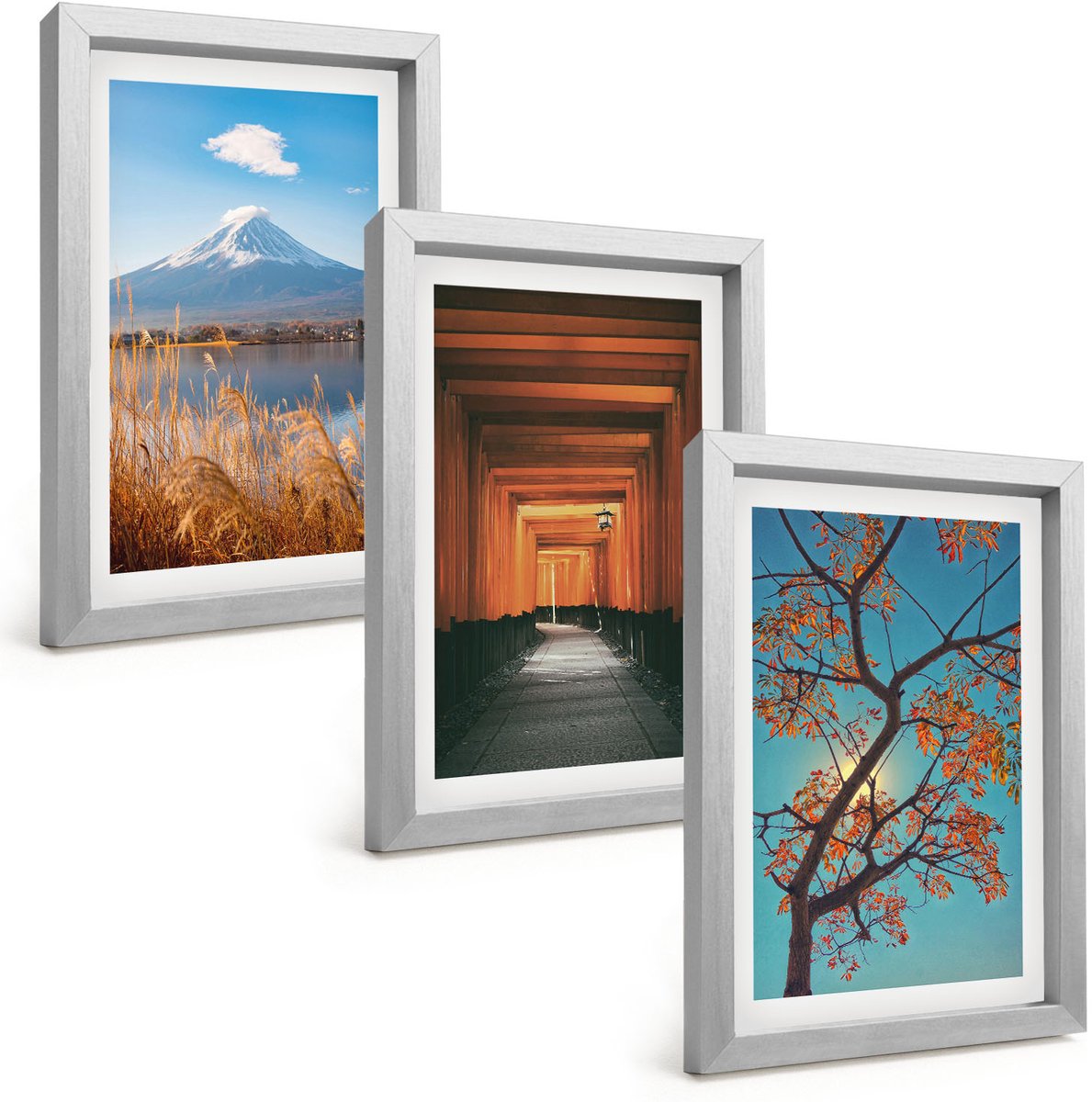 Tulup 4-Delige Schilderij Set - Japanse landschappen, natuur en architectuur van Azië - 20 x 30 cm - Decoratieve Schilderijen - Wanddecoratie - Hal - Stijlvolle Muurdecoratie
