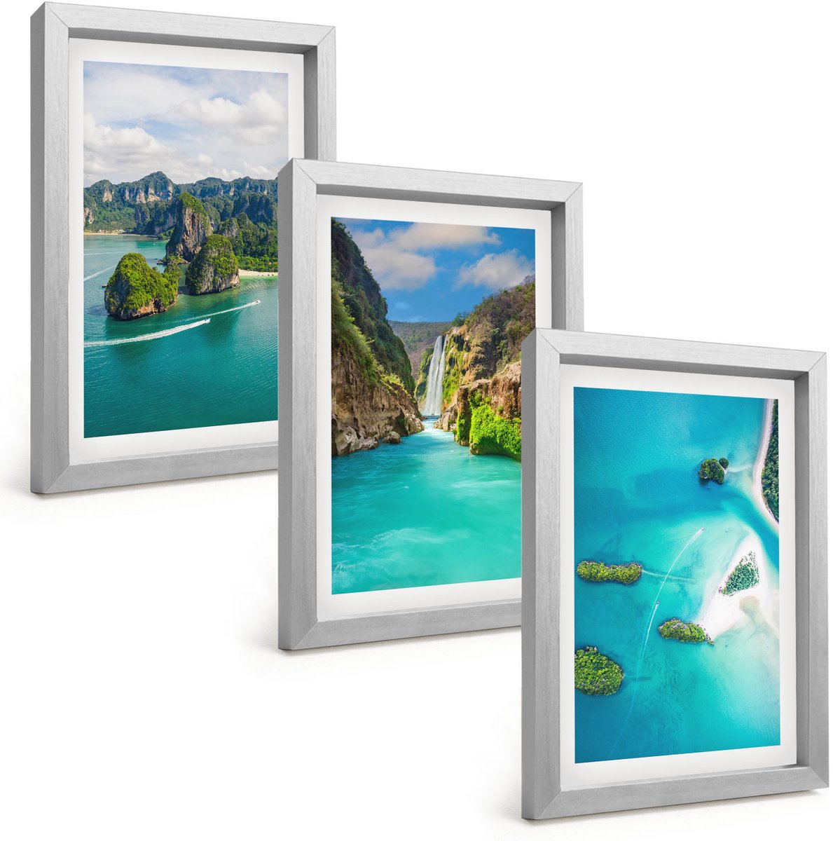 Tulup 4-Delige Schilderij Set - Tropische landschappen met eilanden en turquoise water - 20 x 30 cm - Wanddecoratie - Woonkamer Decoratie - Stijlvolle Muurdecoratie