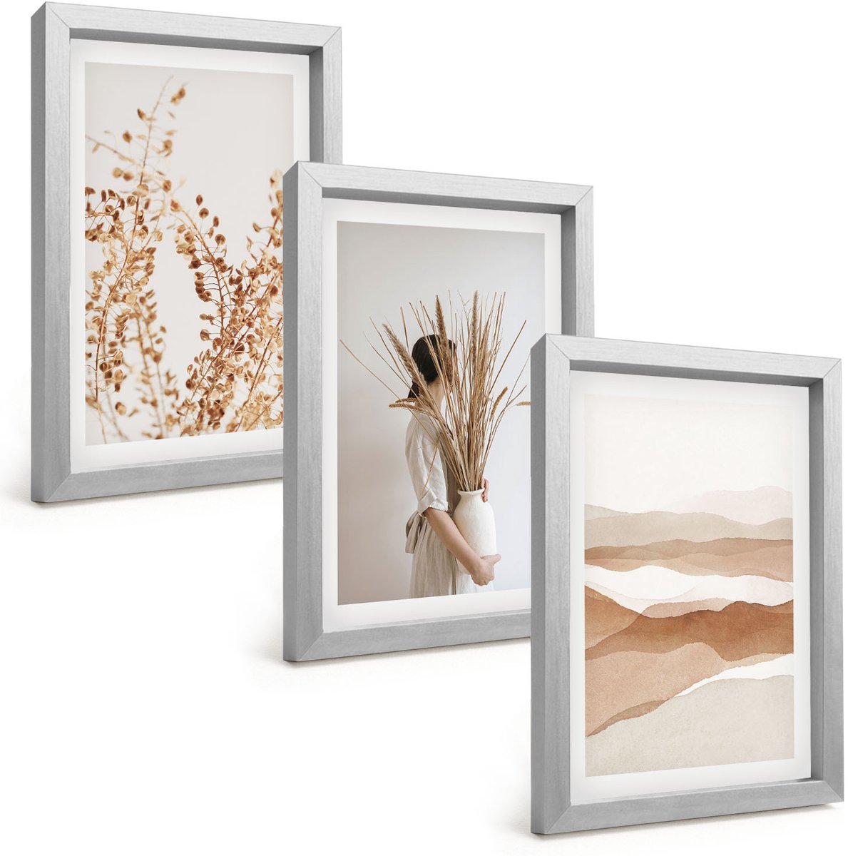 Tulup 4-Delige Schilderij Set - Abstracte plantmotieven in rustieke boho-stijl - 20 x 30 cm - Wanddecoratie - Schilderijen Set - Kantoor - Stijlvolle Muurdecoratie