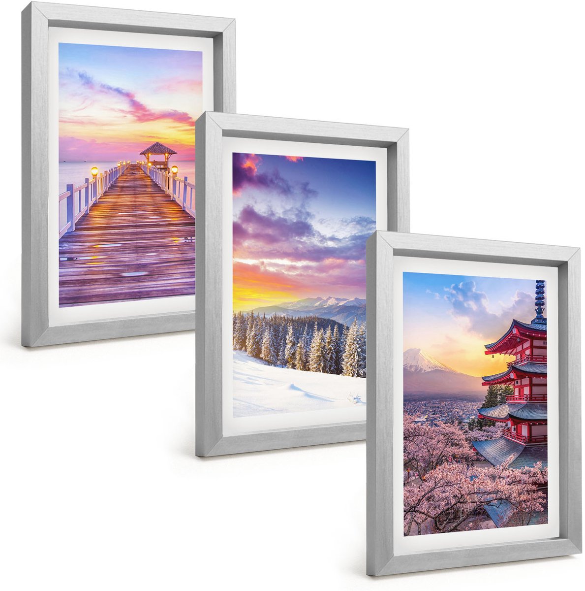 Tulup 4-Delige Schilderij Set - Romantische landschappen met schilderachtige luchten - 20 x 30 cm - Muurdecoratie - Wanddecoratie - Hal - Woonkamer Decoratie