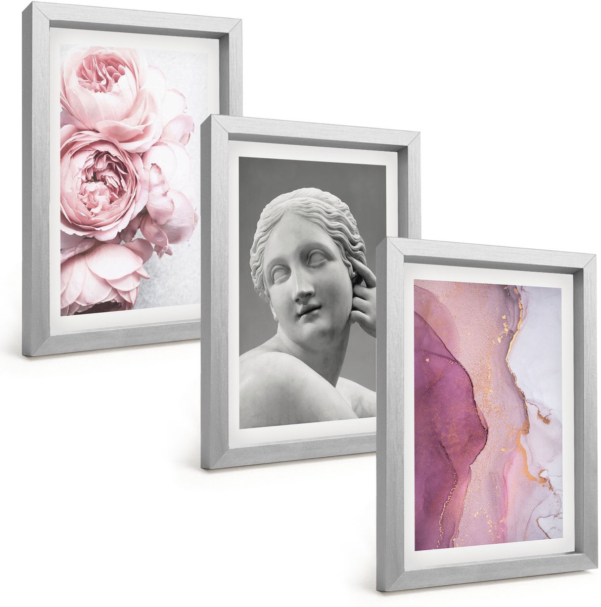 Tulup 4-Delige Schilderij Set - Romantische pioenrozen sculptuur van een vrouw abstractie - 20 x 30 cm - Muurdecoratie - Wanddecoratie - Slaapkamer - Interieur Decoratie