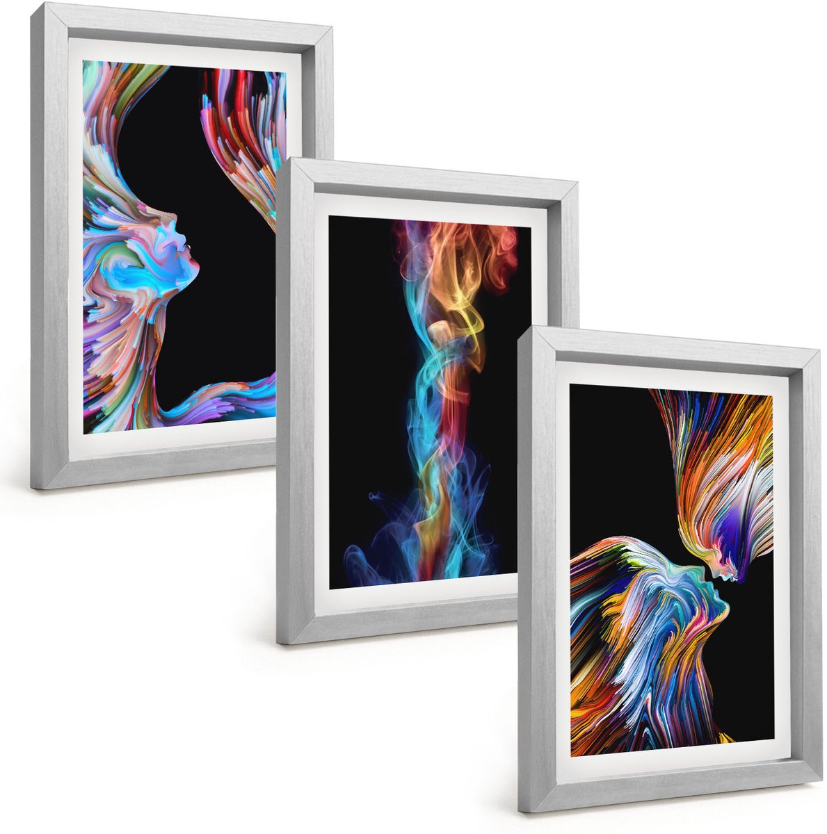 Tulup 4-Delige Schilderij Set - Kleurrijke abstracties met gezichten en dynamische vormen - 20 x 30 cm - Wanddecoratie - Woonkamer Decoratie - Interieur Decoratie