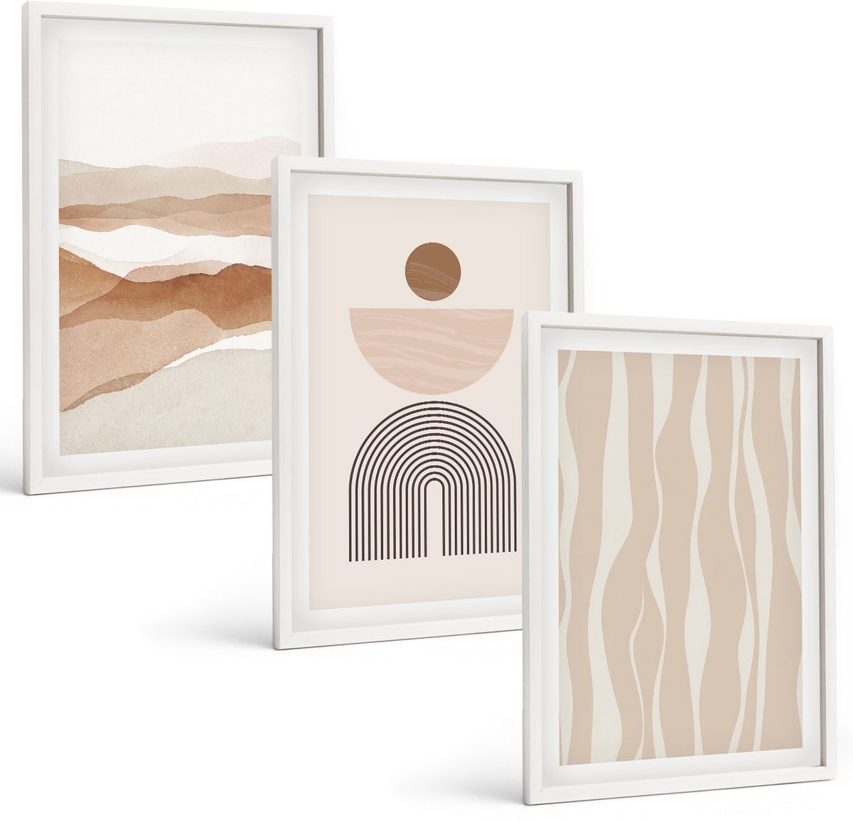 Tulup 3-Delige Schilderij Set - Abstracte landschapsvormen uit de natuur en geometrie - 40x60 - Decoratieve Muurdecoratie - Slaapkamer - Decoratieve Schilderijen