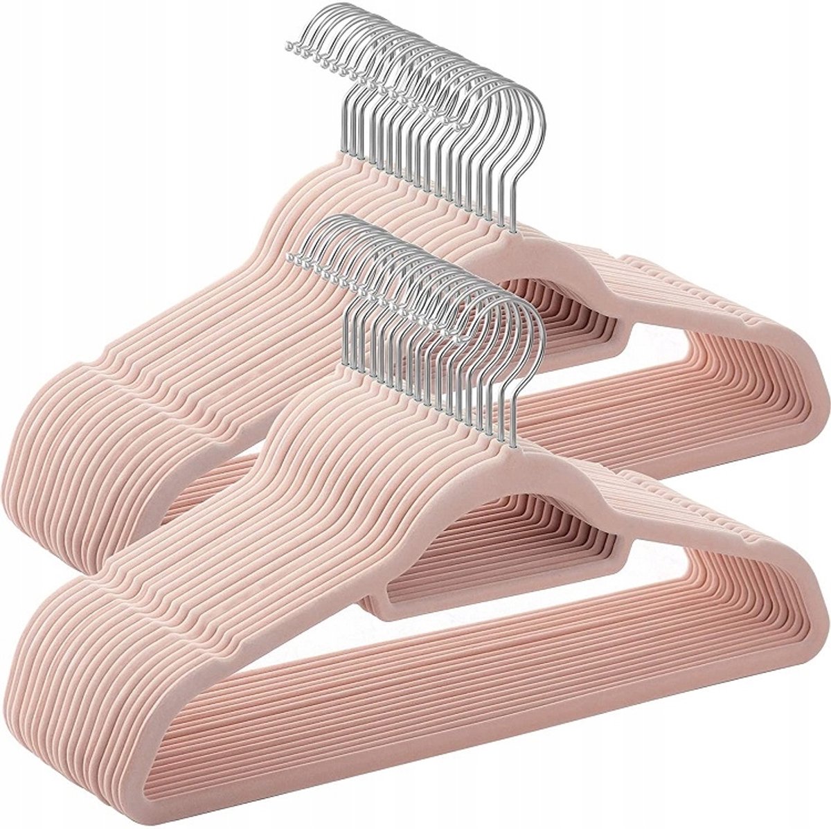 Merkloze Antislip Velours Kledinghangers 50 Stuks - Poederroze