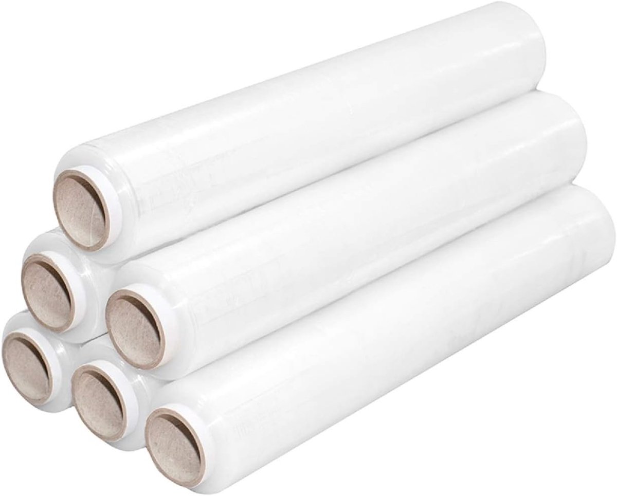 Stretchfilm 500 mm x 150 m - transparant - pack van 6 - veilig verpakken