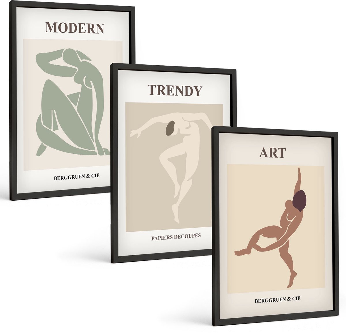 Tulup 4-Delige Schilderij Set - Stijlvolle personages in minimalistische tinten - 40 x 60 cm - Schilderijen Set - Wanddecoratie - Woonkamer - Interieur Decoratie