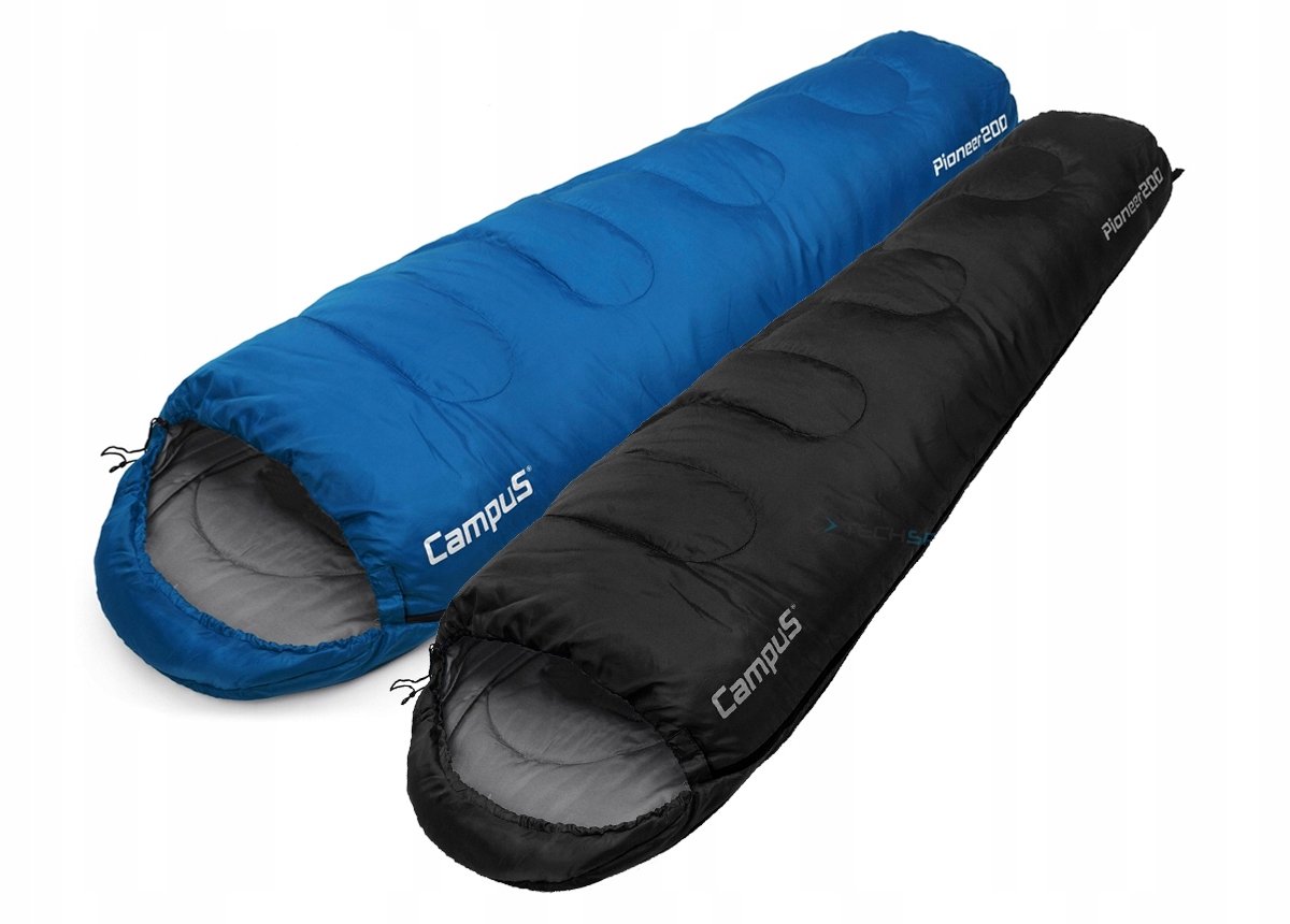 Merkloze Mummyslaapzak Pioneer 200 - Combineerbaar, Blauw/Zwart