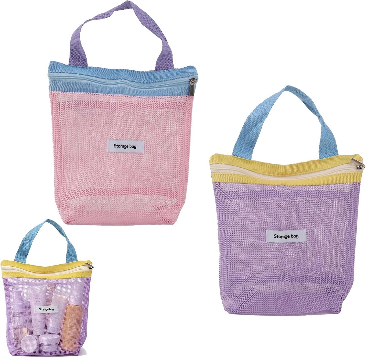 2 stuks douchetas, 15 × 21,5 cm (5,9 × 8,5 inch) douchetas met handvat, draagbare strandtas, draagbare lichte - ShopVlot