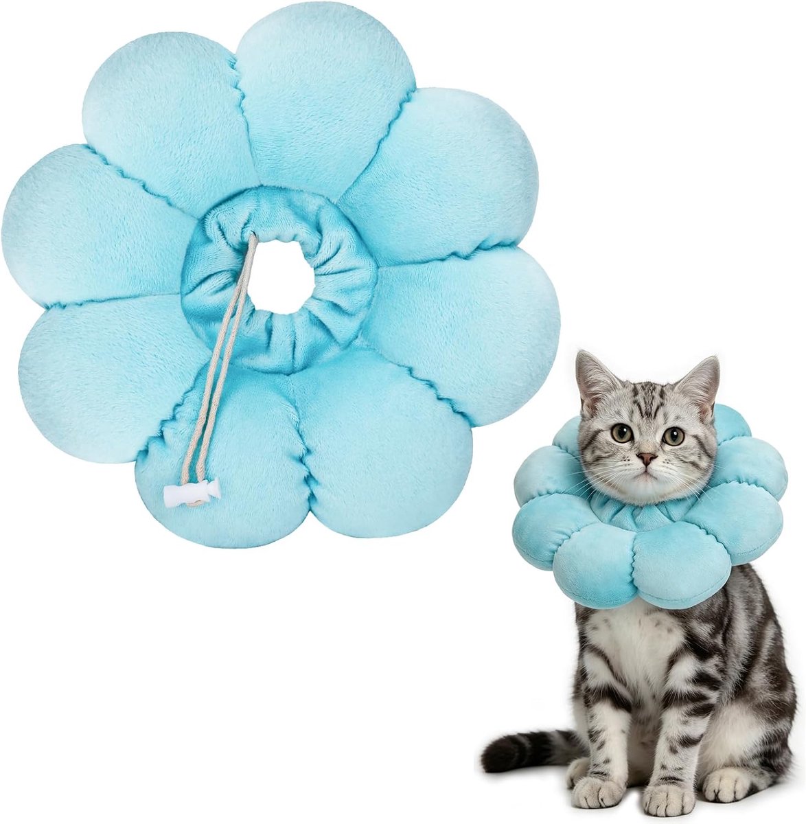 QKURT Soft Cat Cone Collar, Adjustable Pet Recovery Collar, Cute Sunflower Neck, Cat Cones After Surgery, Prevent - ShopVlot