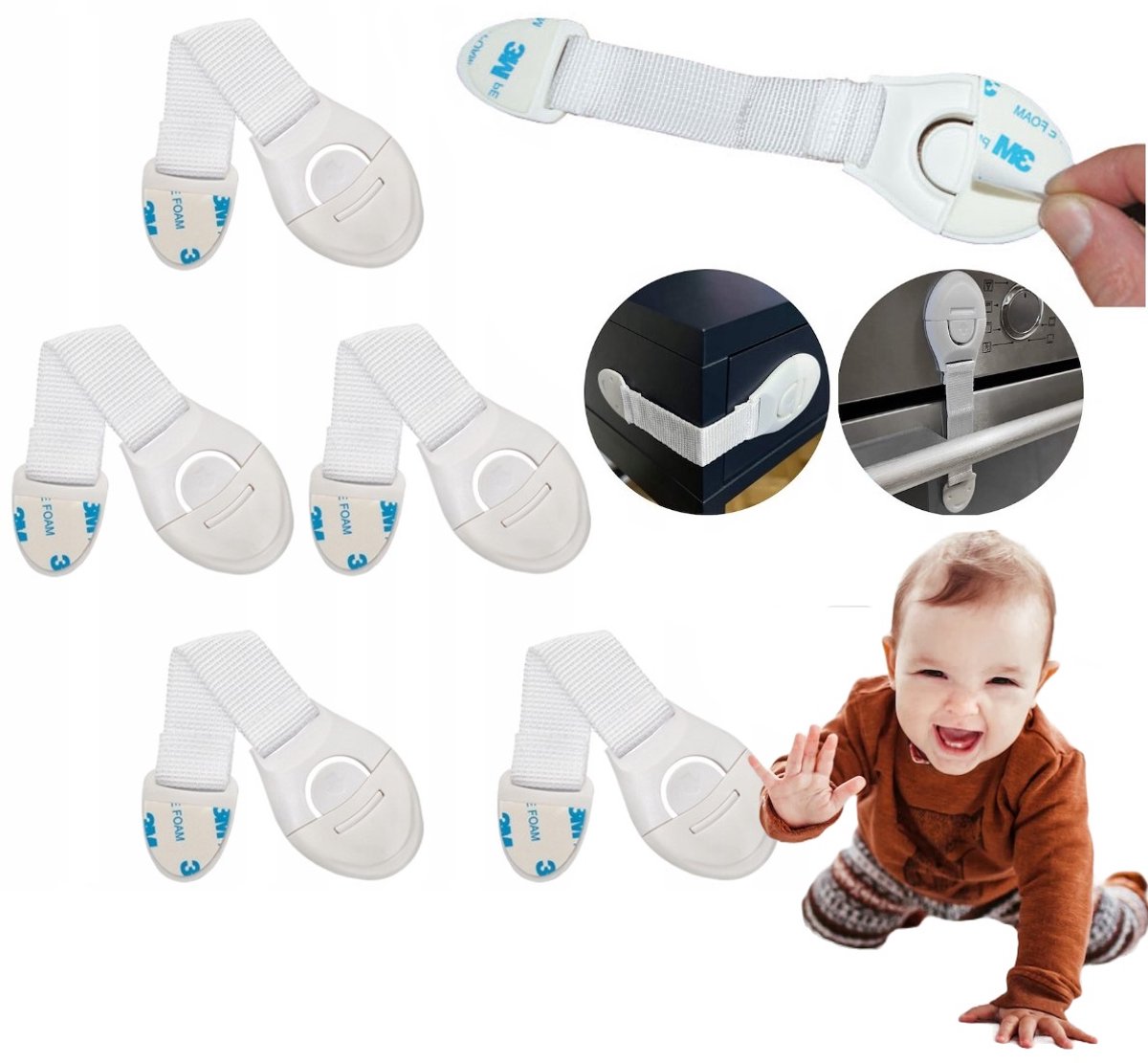 10x Kinderbeveiliging Kast & Lade Vergrendeling - Wit