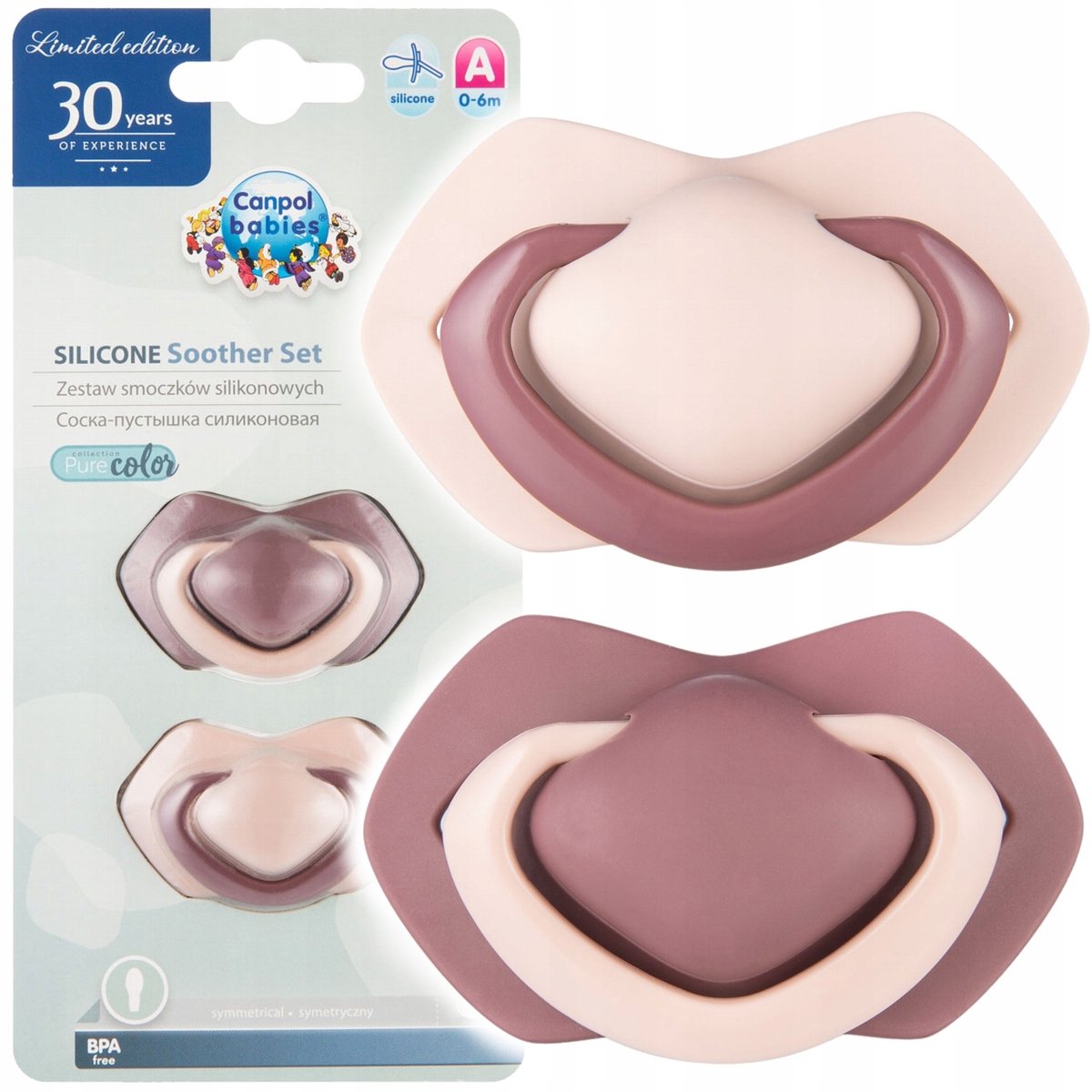 Canpol baby's Pure Color siliconen speentjes 0-6m, 2 stuks
