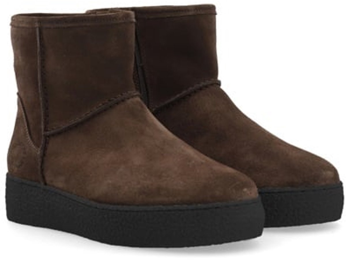 Ca Shott dames halfhoge boots wollen voering bruin suède