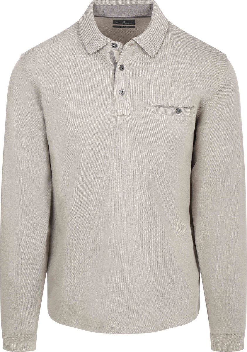 CASAMODA Long Sleeve Polo Structure Grijs - Maat XXL - Heren - Longsleeve polo