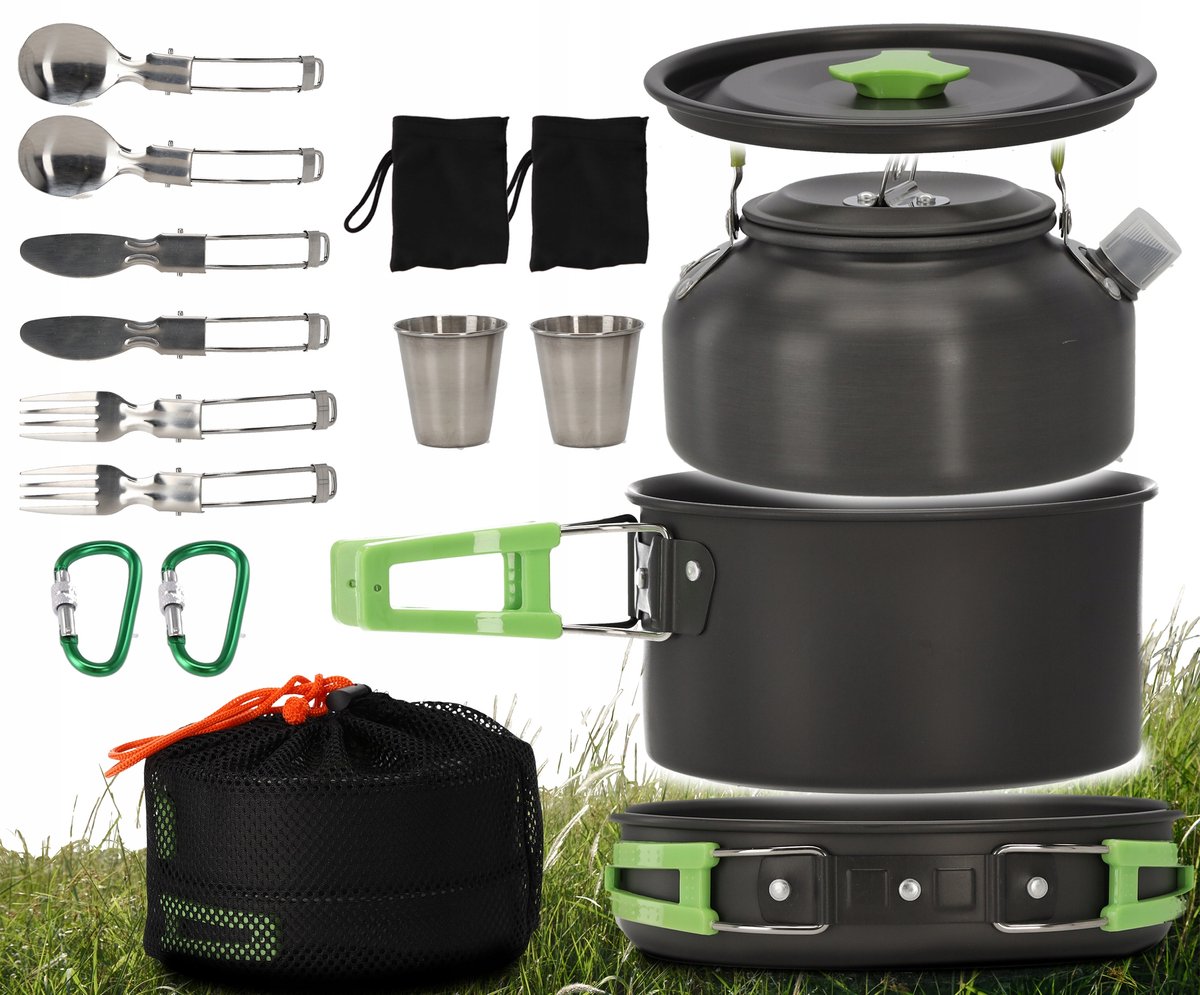 Kampeer Kookset met Ketel, Pan & Bestek - Ideaal voor Reizen