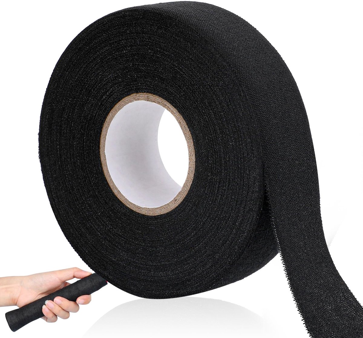 Gripband voor sportartikelen, zelfklevend 25m x 25mm, zwart