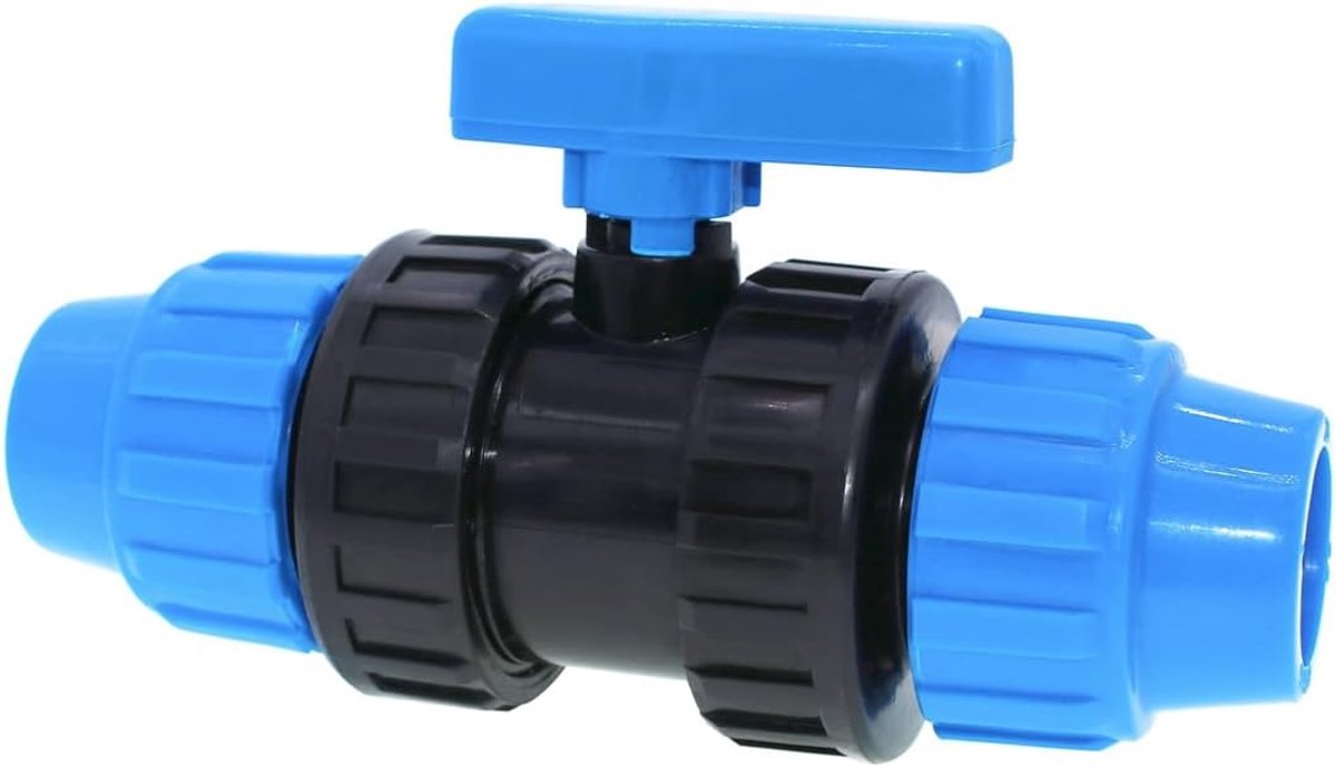 PE-buiskogelkraanset 25mm - hoogwaardige PP-fitting - duurzame klemaansluiting - ideaal voor watertoevoersystemen - ShopVlot