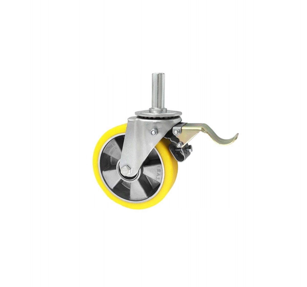 Aluminium-polyurethaan wiel met rem, Ø180mm, zwenkbaar