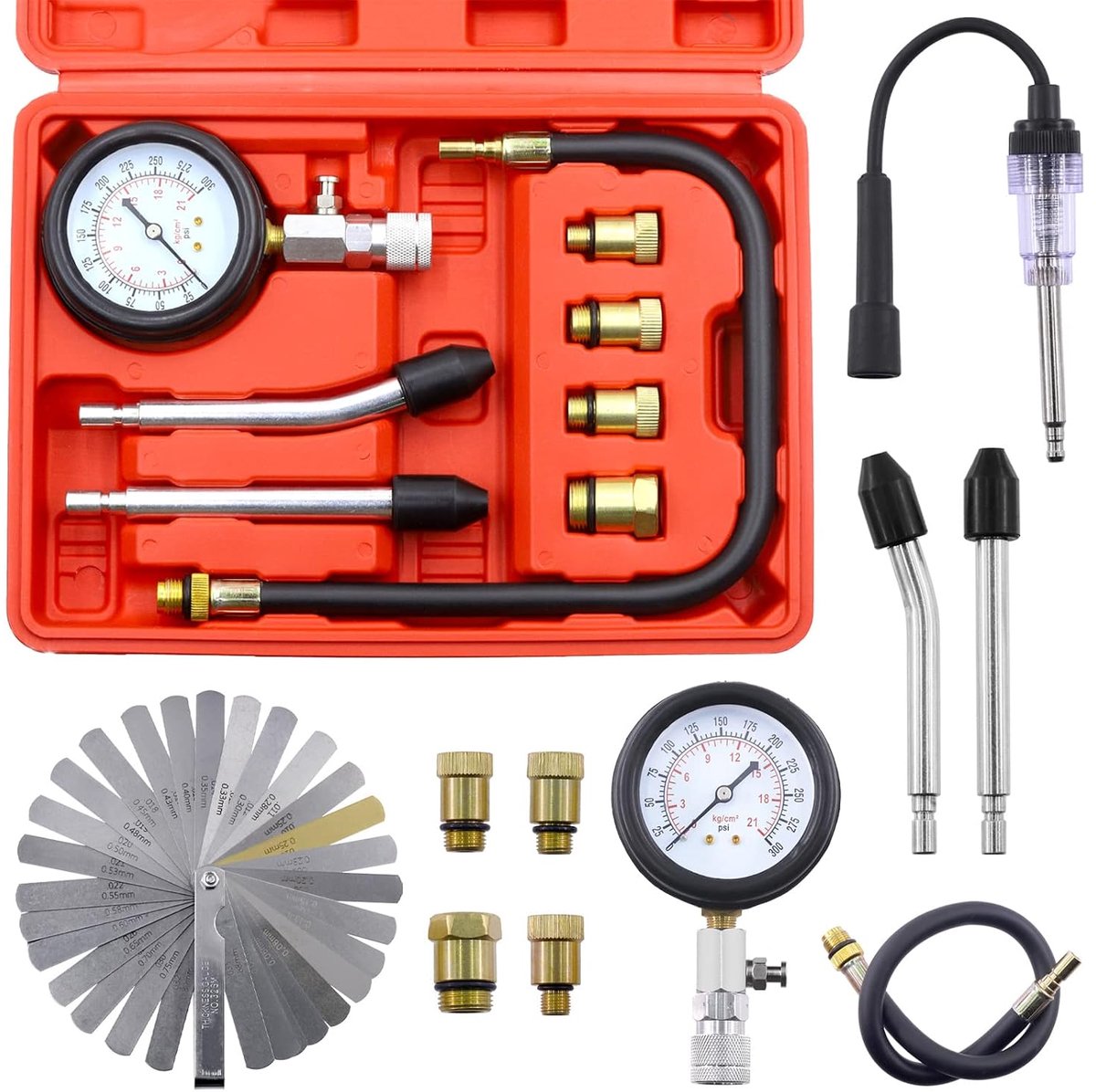 Compressietester Set - 10-delig - Universeel - Voor autodiagnose en motoranalyse - ShopVlot