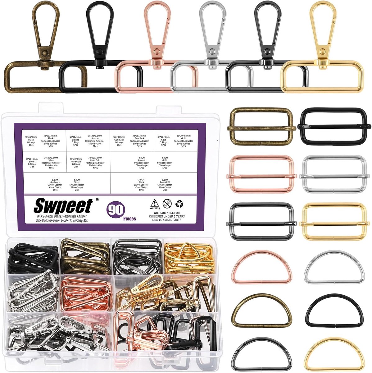 D-ring swivel karabijnhaak - 25mm - duurzame metaal - ideaal voor DIY projecten - ShopVlot