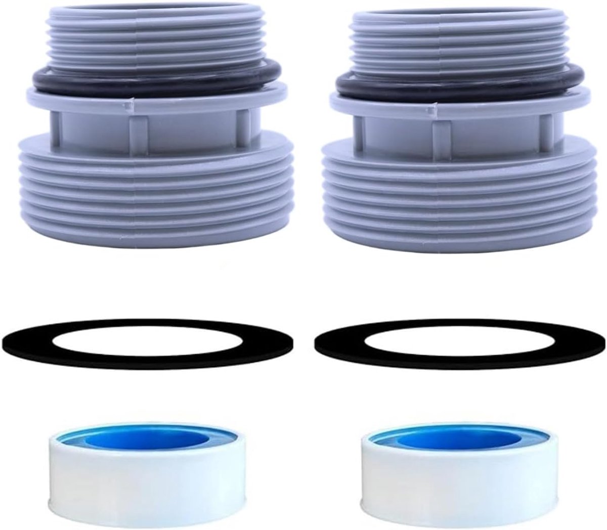 Poolslang adapter set 40mm - geschikt voor filterpompen - met afdichtring en tape - voorkomt waterlekkage - ShopVlot