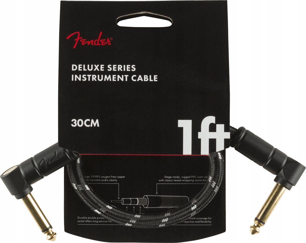 Fender Deluxe Gitaarkabel 30cm - 24K Verguld Hoek Plug